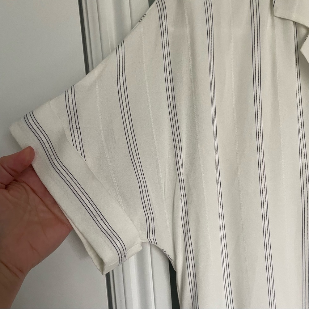 Gentle Fawn "Kaysey" Navy White Pinstripe Button Down Dress - Picture 7 of 14